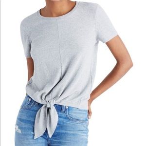 Madewell Modern Tie Front Tee Gray Grey Small
